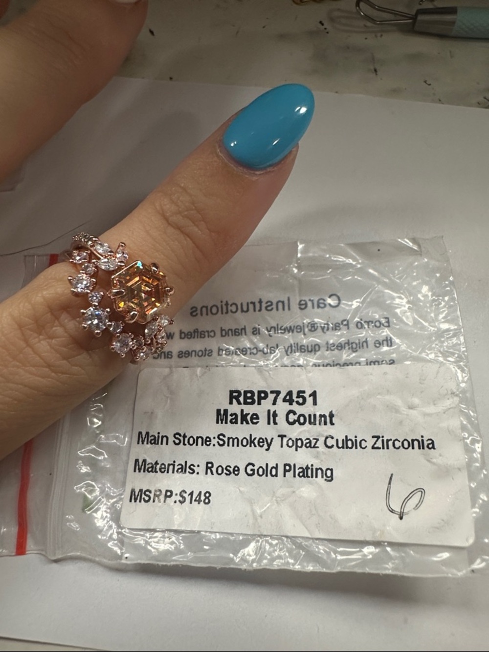 Rose gold smoky topaz rings